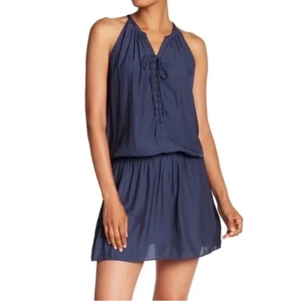 Ramy Brook Navy Blue Lace Up Mini Dress